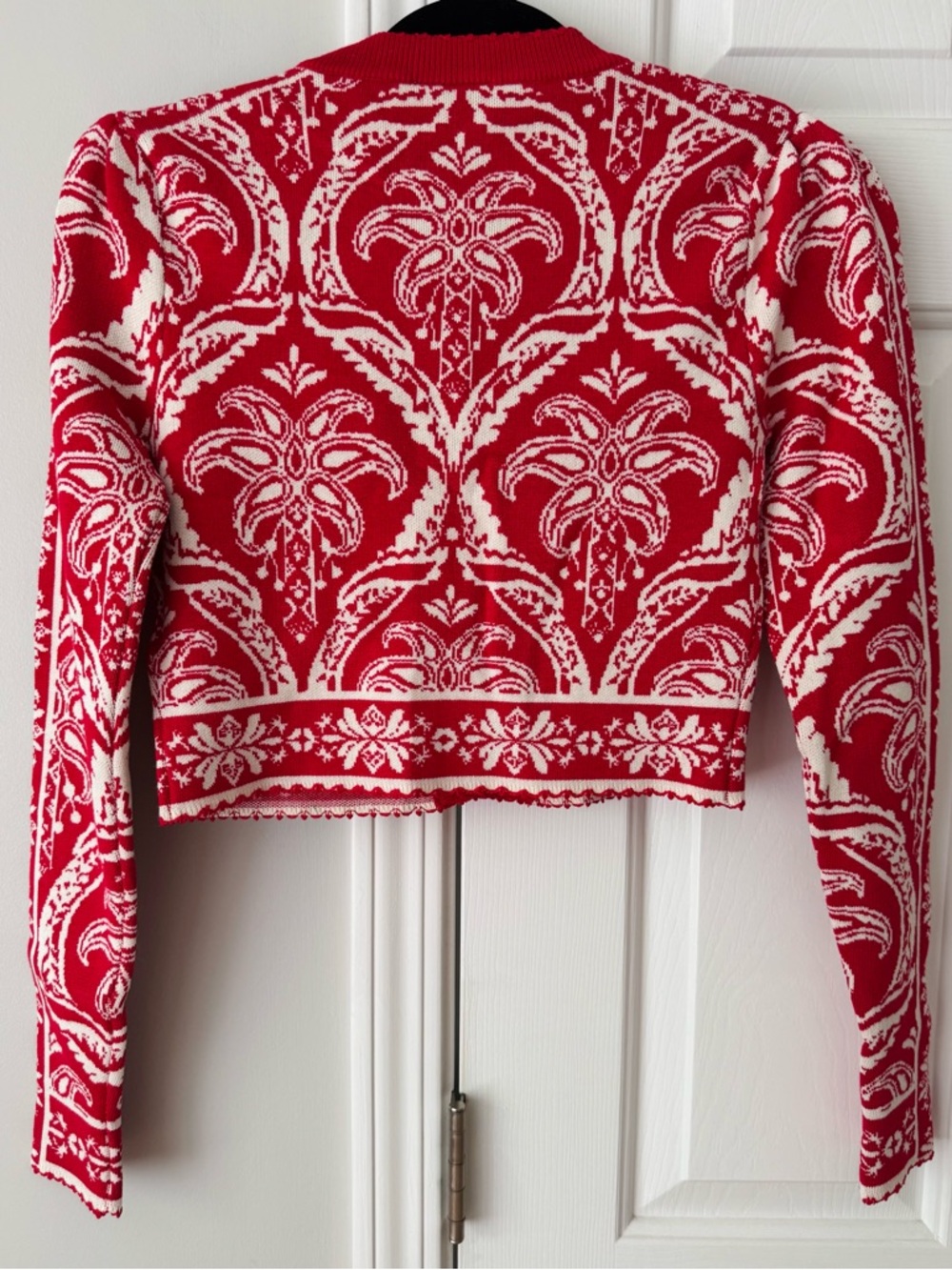 Farm Rio The Red Tropical Jacquard Knit Cardigan, Size XS - Picture 9 of 11